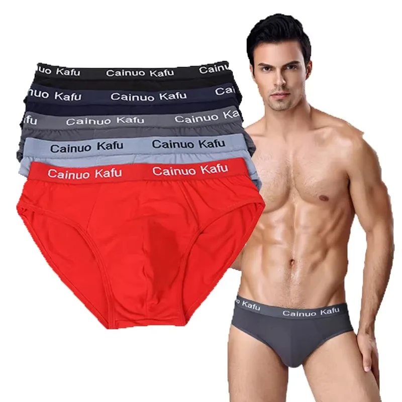 5Pcs/Set Men Briefs Summer Men’s Underwear Male Large Size Elastic Boy Underpants Comfortable Solid Fungi-Proofing Men Panties