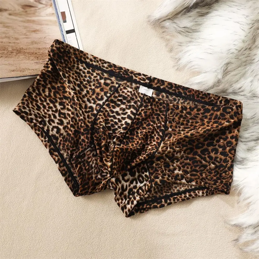 Heiße Männer Niedrige Taille Sexy Leopardenmuster Boxershorts Bequeme Sommer Dünne Männliche Stamm Unterwäsche Plus Größe — image 2