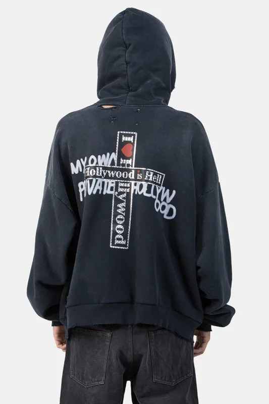 Nieuwe Oversize PALY Hoodies Heren Vrouw Gewassen Zwart Beschadigd Beste kwaliteit Casual Vintage Vest Zip Sweatshirts