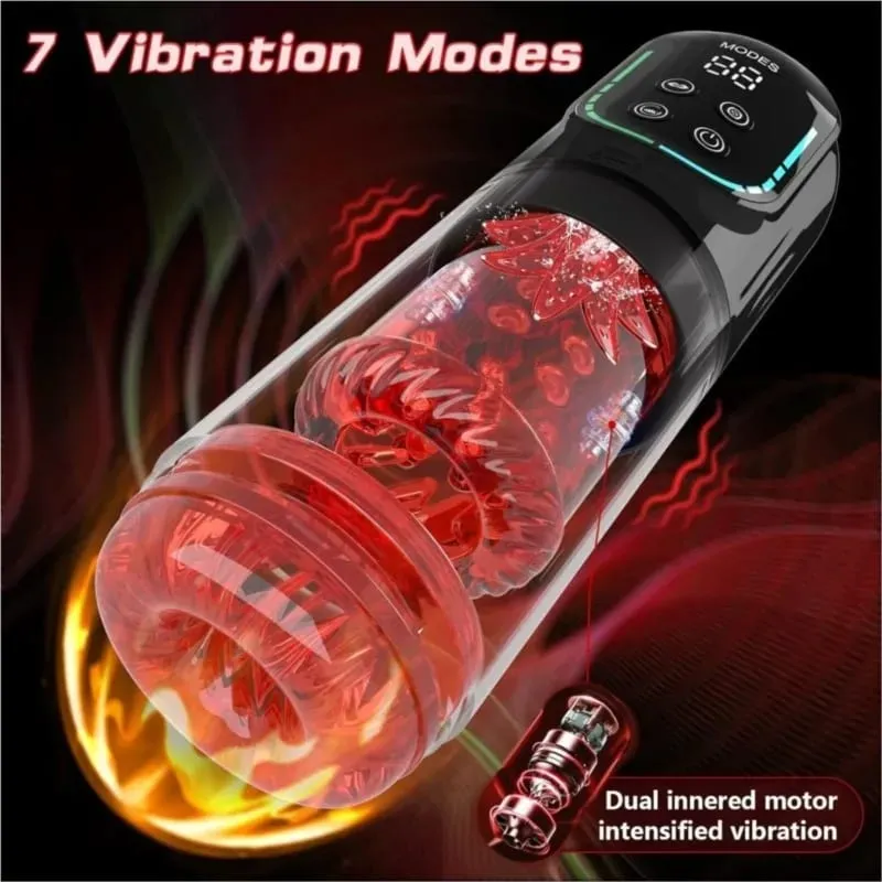 APP LED Coppa automatica per masturbazione maschile 7 Succhiare Leccata rotante Modalità di spinta Stroker Giocattoli sessuali per uomini Simulatore di pompini — image 6