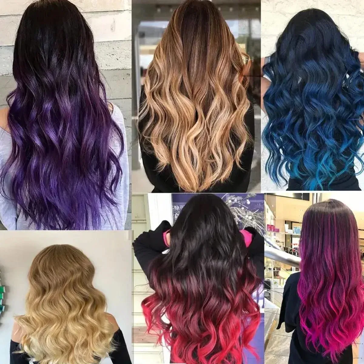 24 Inch Ombre Dip Dye Long Curly Clip in Hair Extensions Two Tone Thick Full Head Synthetic Hairpieces (Black to Dark Red) — image 6