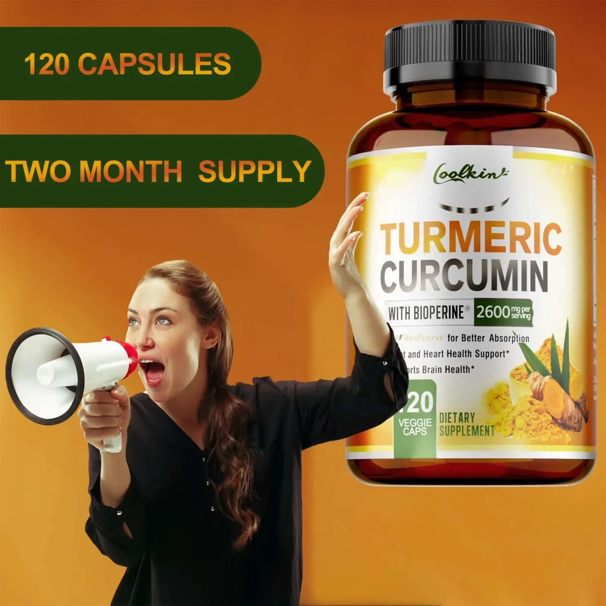 Turmeric Curcumin Capsules - with Black Pepper - Helps Joint Antioxidant & Immune System Anti-Inflammatory — image 6