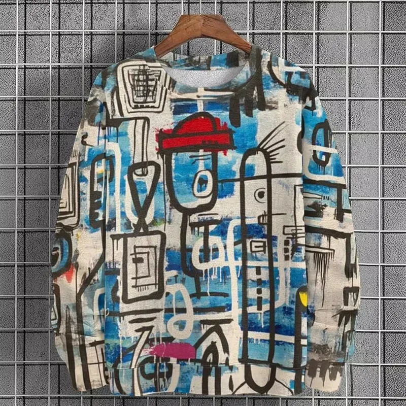 Baju Sweat Grafik Lelaki untuk Lelaki Pullover Graffiti Baju Sweat Lengan Panjang Krew Leher Fesyen Percutian Harian Kasual Percutian Baru