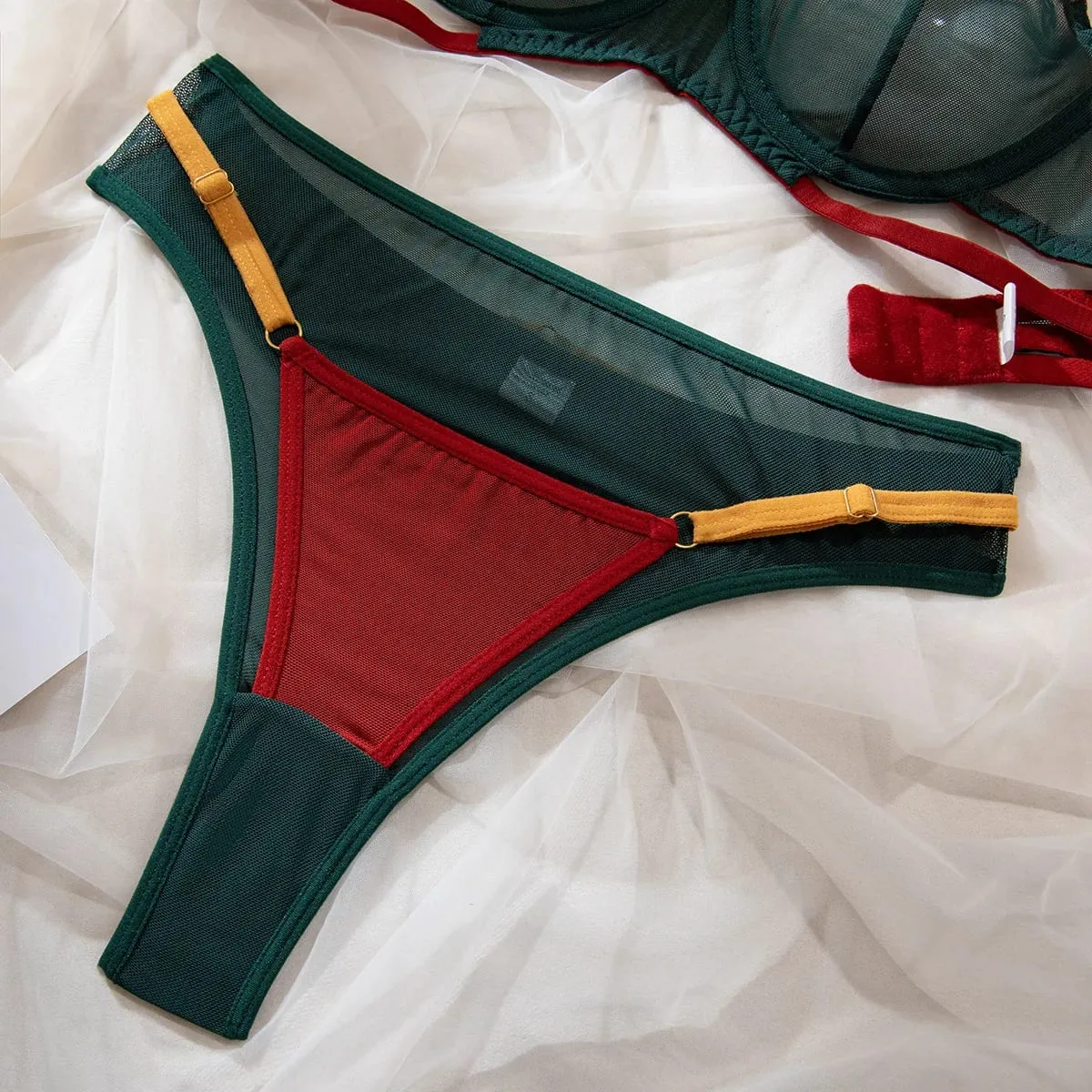 2024 New Hollow Out Intimates Contrast Color Bra Sets Ultrathin Transparent Lingerie For Women Sexy Push Up Underwear Panties — image 6