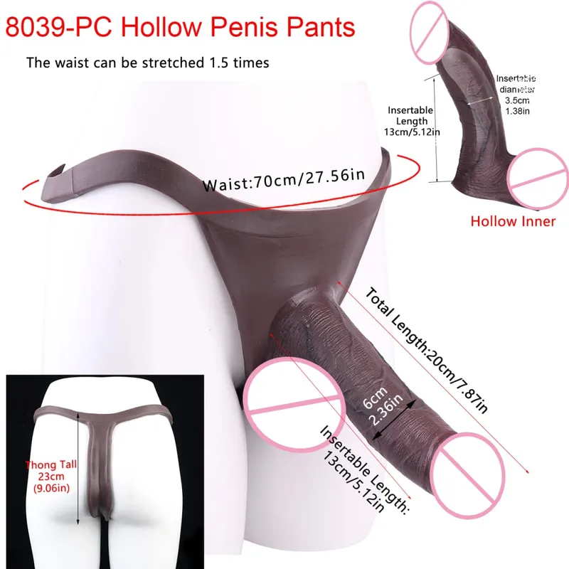 2 Colors Huge Hollow Dildo Pants High Waist Strap-On Penis Extender насадка на член For Men Delay Ejaculation Ultra Dildo — image 23