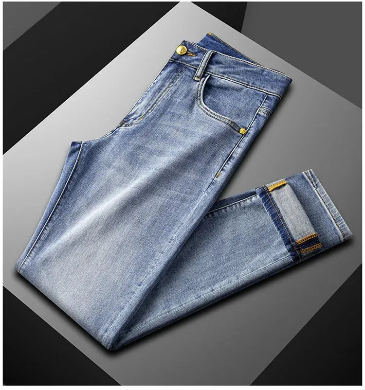 2024 New High-End Jeans Men's Light Luxury and Simplicity Versatile Casual Fashion Men's Clothing Slim Fit Tapered Pants — image 7