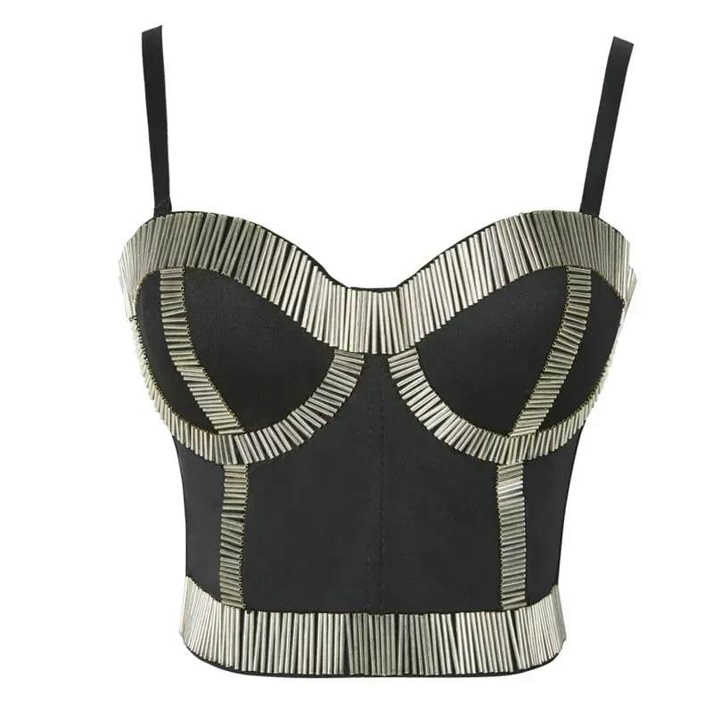 Visivane Rivet Beading y2k Tank Tops Women Bra Blusas Short Corset Woman Clothing Stage Party Shaper Ladies Crop Shirt Camis — image 9
