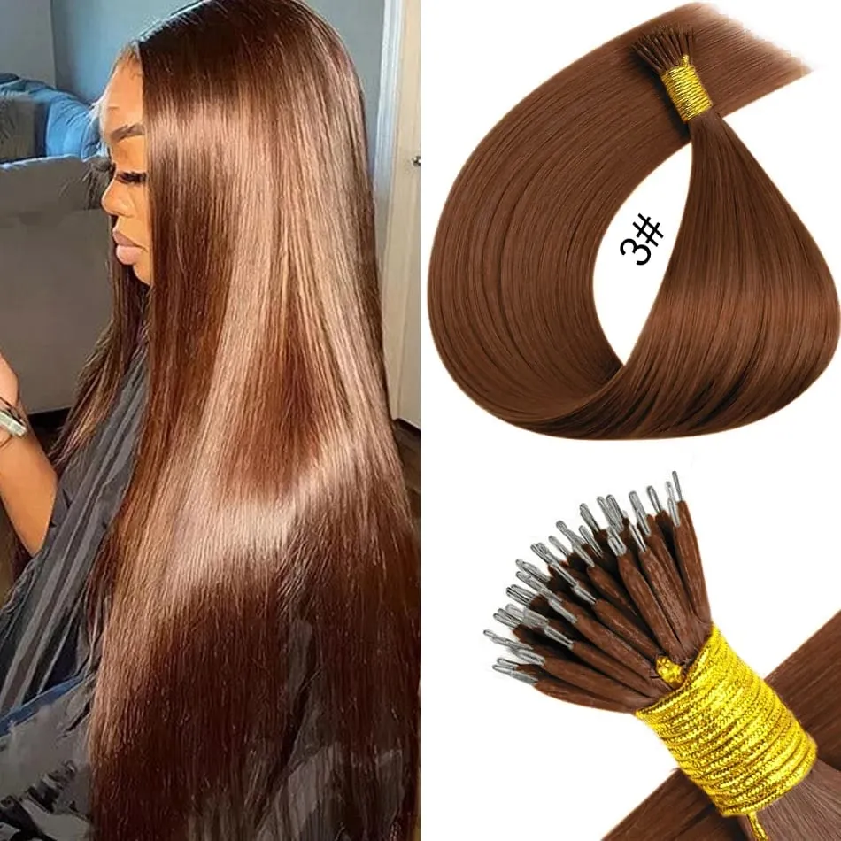 Nano Rings Hair Extension Real Human Hair Invisible Mini Silicone Beads Black Brown Blonde Microlink 100% Human Hair Extensions — image 11