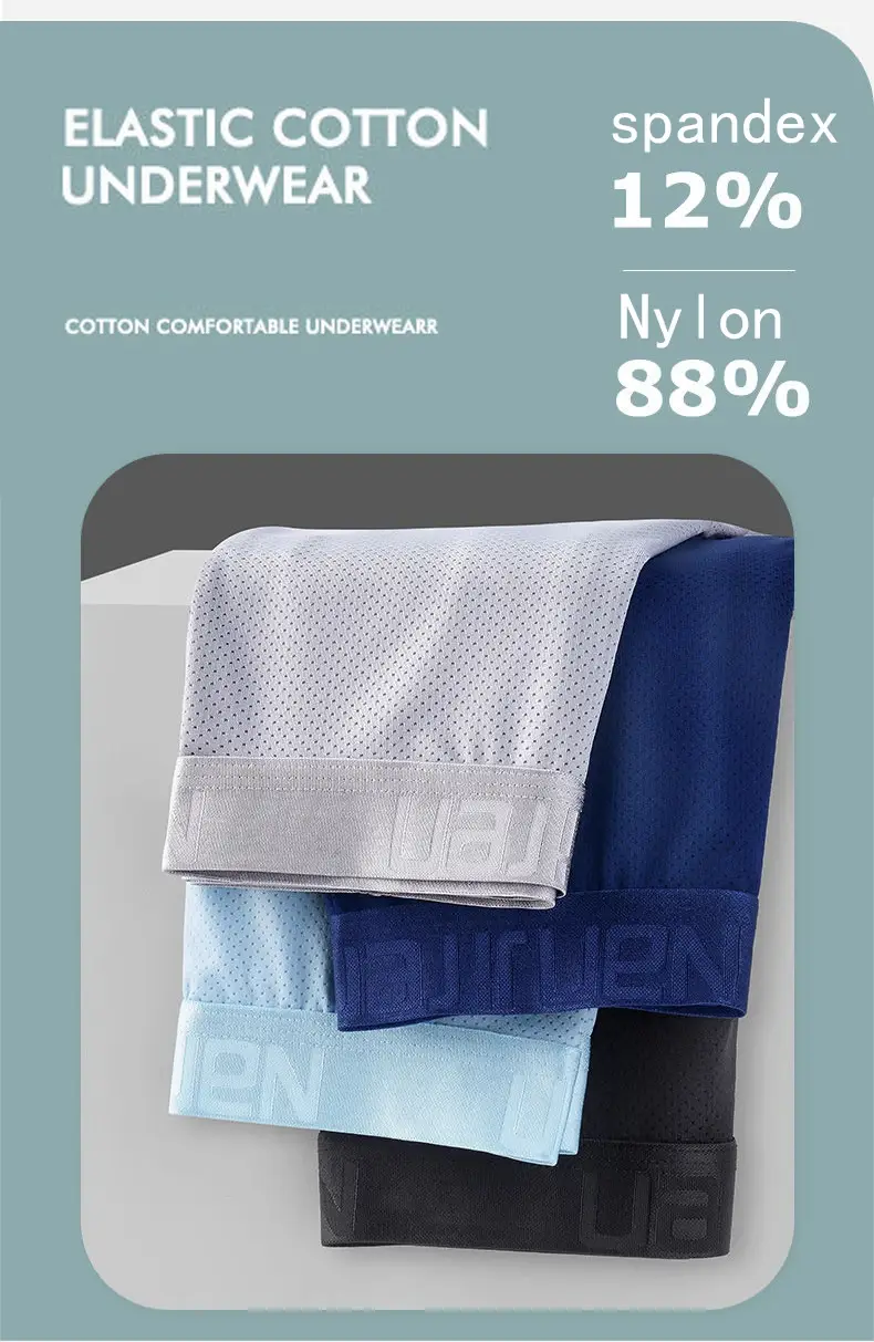 4pcs Ice Silk Mesh Boxer Shorts Men's Underwear Cool Underpant Breathable Sexy Slim Panties Bamboo Lingerie Wholesale Lots L-6XL — image 6