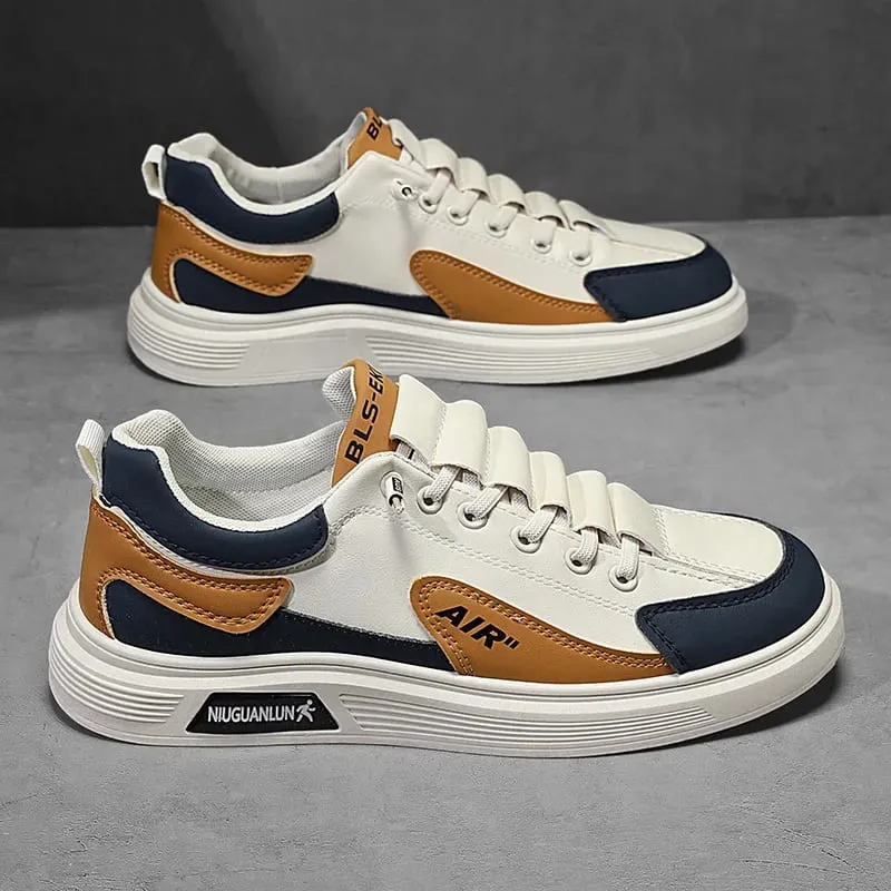 Men's Casual Leather Sneakers Waterproof Vulcanized Shoes Men 2024 Comforthable Spring Sneakers Men Casual Shoes Size 39-44 — image 2