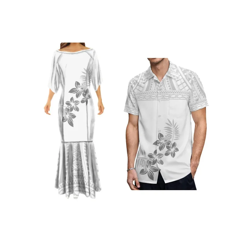 Mother's Day Gift Customized White Design Polynesian Tribal Printed Hawaiian Dresses Party Dress Plus Size Womens Clothing 7XL — image 3
