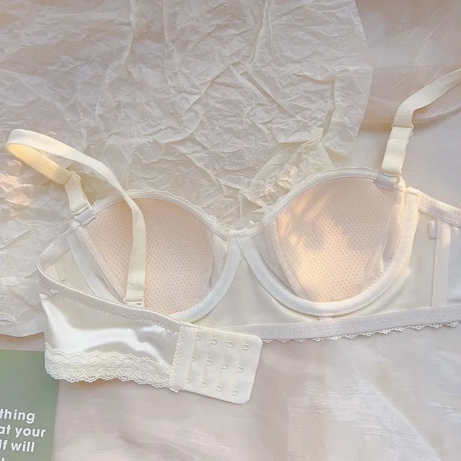 Seamless Satin Silky lingerie Thin little bra with push-up and anti-sagging pull-back bra — image 6