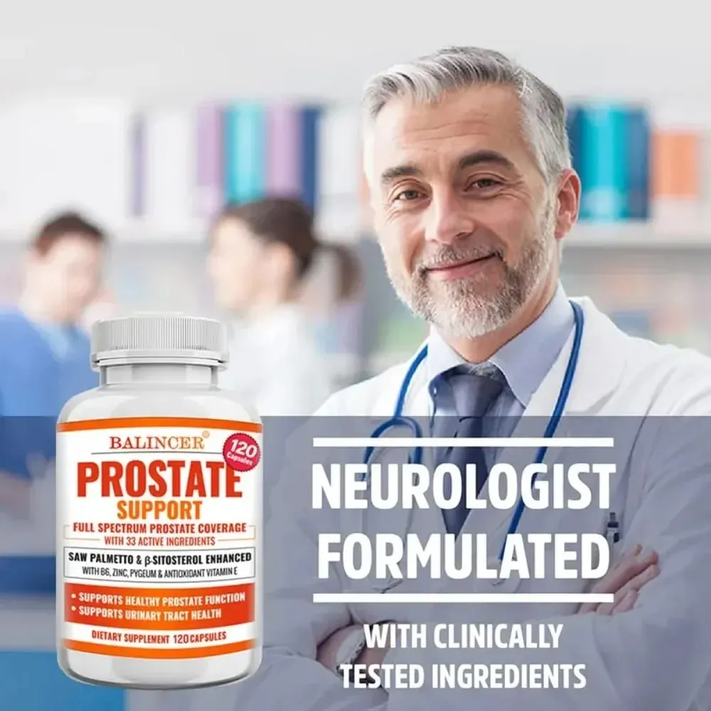 Suplementos de próstata Saw Palmetto Respaldo para la salud de la próstata con 33 ingredientes para una frecuencia de micción saludable y mejorar el sueño