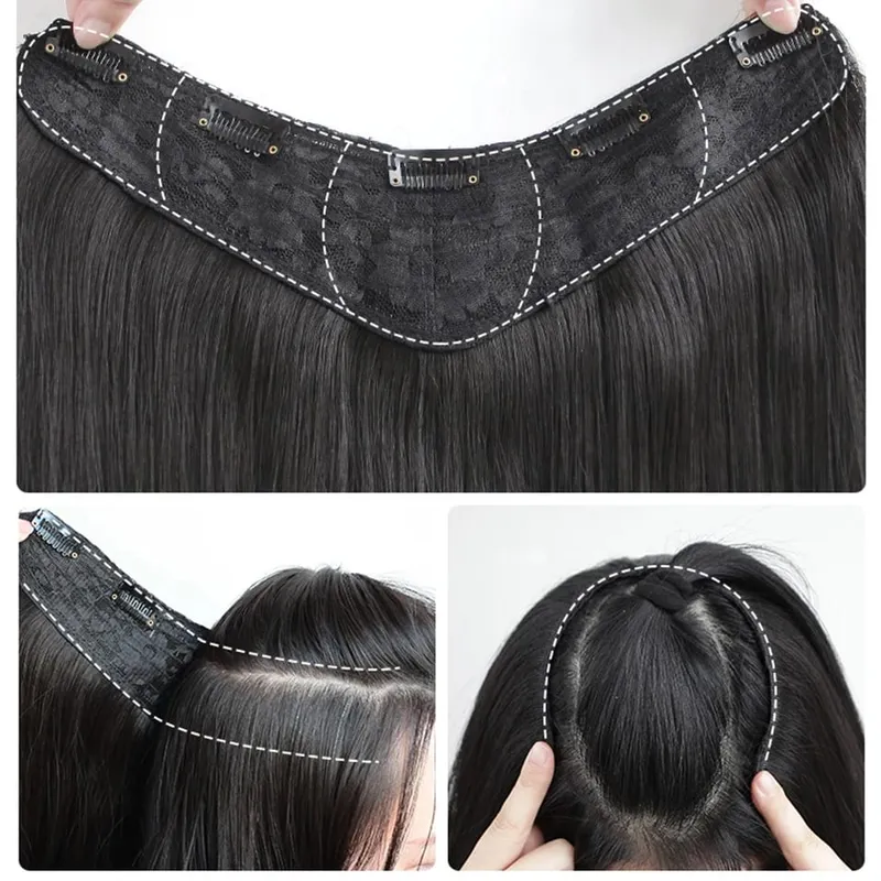 Part Synthetic Clip In Hair Extension Long Thick Curly Natural Blonde Flase Hair Hairpieces For Women Heat Resistant — image 5
