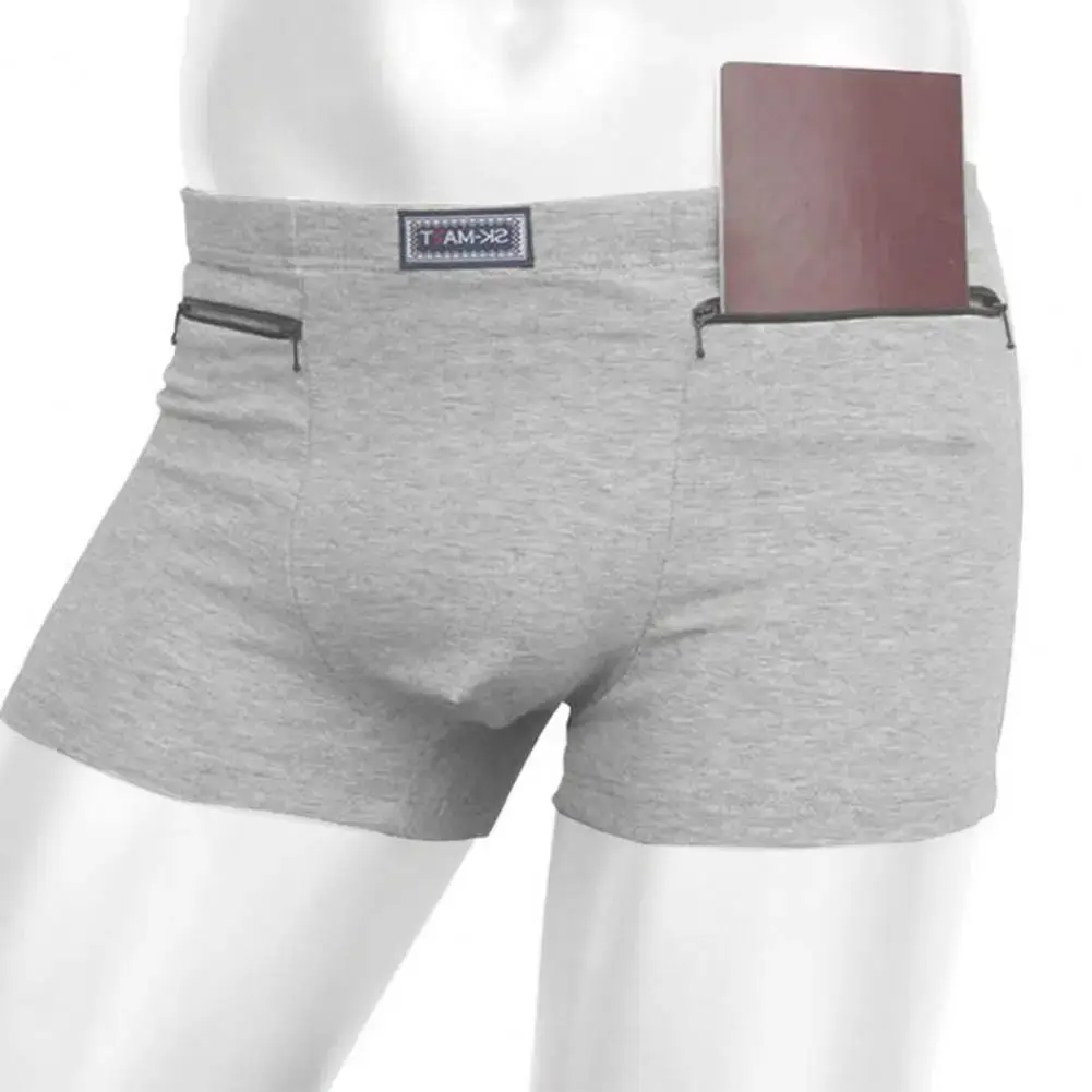 Boxer antivol avec poches pour hommes, culotte élastique sans couture, couleur unie, short en U, sous-vêtement à usage quotidien — image 9