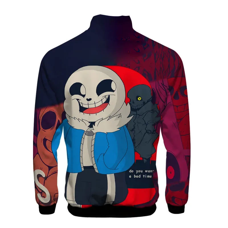 Luxuriöse beliebte Sans Undertale 3D-Druck-Reißverschluss-Raglanjacke Windjacke Jungen/Mädchen Bequeme Stehkragenjacken Mäntel