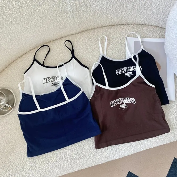 Summer Hot Picture Printing Girl Student Spaghetti-Strap Camisole Top Sexy Outerwear Fixed Cup Chest Pad Chest Wrap Underwear Fe — image 8