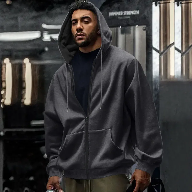 Baru 2026 Musim Gugur Kasual Lelaki Lengan Panjang Zip Bertudung Kot Sweatshirt Fesyen Lelaki Luaran Pakaian Sukan Jaket Hoodies — image 40
