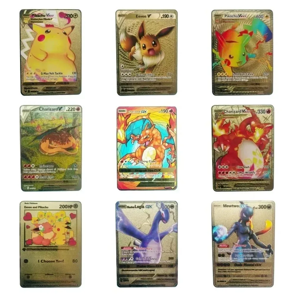 Van Gogh Museum Pokemon English Metal Card Anime Pikachu Charizard Mewtwo Shiny Letters Game Collection Card Kids Toy Gifts — image 2