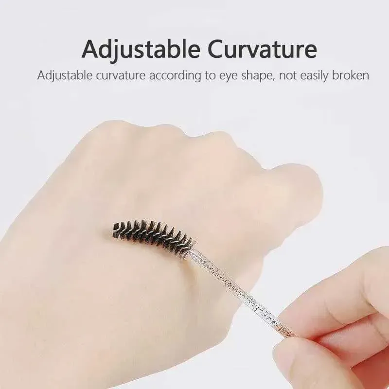 50 Stück Einweg-Mascara-Zauberstäbe, Augenbrauen-Spoolies-Bürsten für Wimpernverlängerungen, Wimpernbürsten mit Behälter — image 3