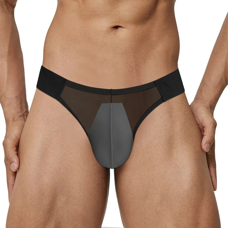 Sexy Men Bikini Briefs Man Underpantsr Slip Transparent Mesh Underwear Male Cuecas Men's Panties Ultra-thin Gays Sports Briefs