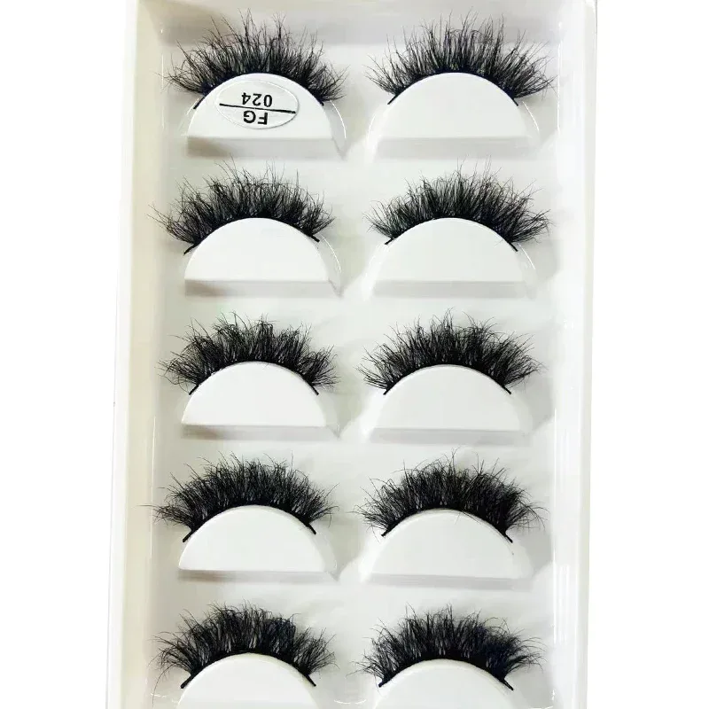 5Pairs Handmade Mink Lashes Short False Eyelashes Dense Natural Long Messy Eye Lashes Reusable Stage Makeup Eyelashes — image 13