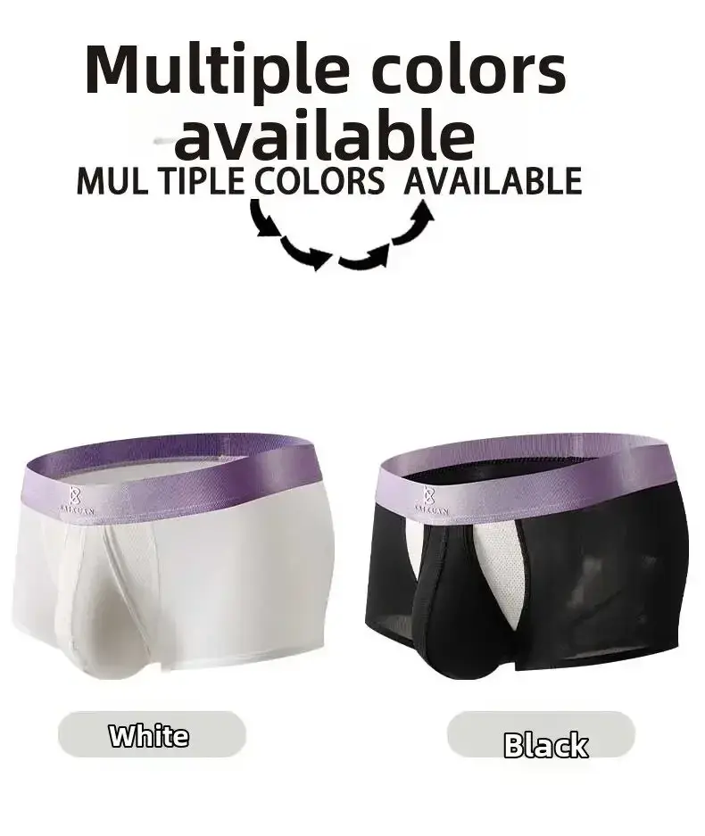 Ropa interior de seda de hielo de verano para hombre, Bóxer de secado rápido, pantalones cortos ligeros, transpirables, abertura lateral Separable, bragas no desmontables — image 9