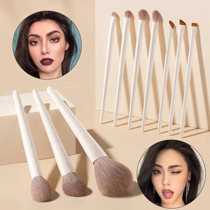5/7/10/12pcs Professional Makeup Brushes Tools Set White Eyeshadow Eyeliner Foundation Brush Women Facial Beauty Cosmetic Tool