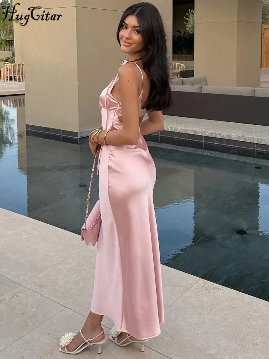 Hugcitar V-Ausschnitt, solide Slips, rückenfrei, aushöhlen, Schnürung, sexy, figurbetont, Maxi-Abschlussballkleid, Sommer, Damen, elegante Outfits, Geburtstagsparty — image 3