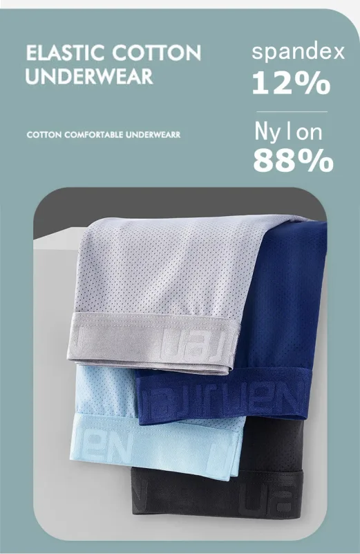 4pcs Ice Silk Mesh Boxer Shorts Men's Underwear Cool Underpant Breathable Sexy Slim Panties Bamboo Lingerie Wholesale Lots L-6XL 3256806582323621