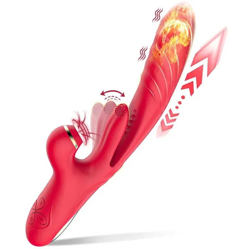 2 in 1 Powerful Tapping Flapping Female Vibrator for Clitoris Masturbation Heating Thrusting Dildo for Women Sext Toy for Adult