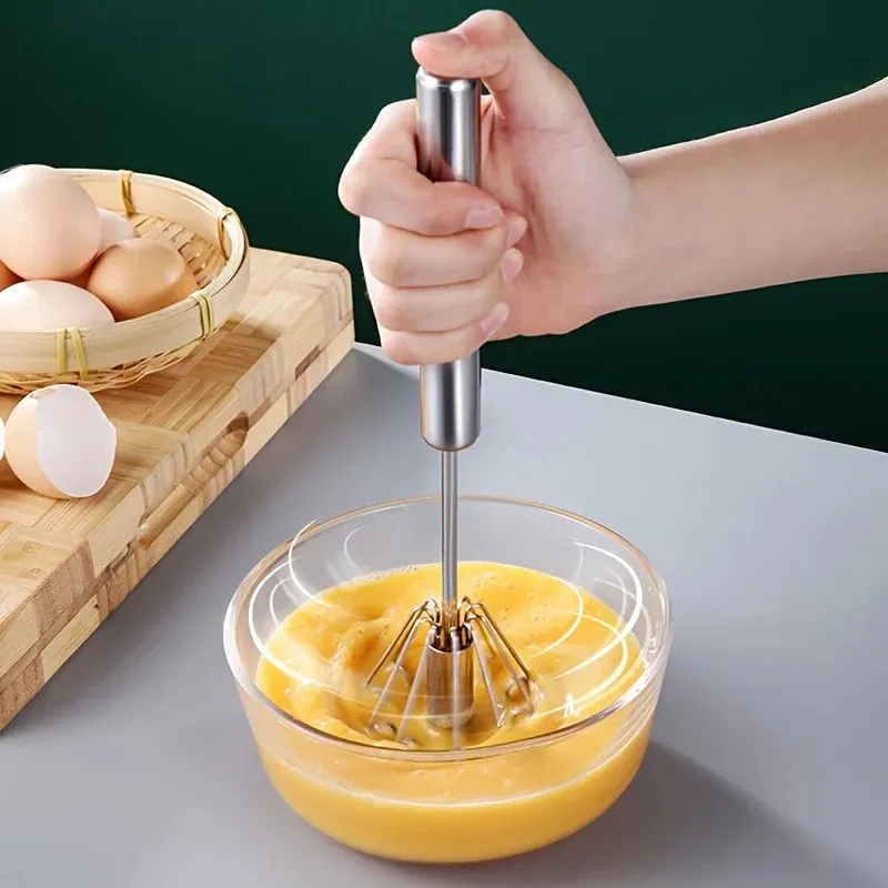 Stainless steel semi-automatic egg beater rotating cream egg mixer household manual egg beater baking tool Battery-Free — image 3