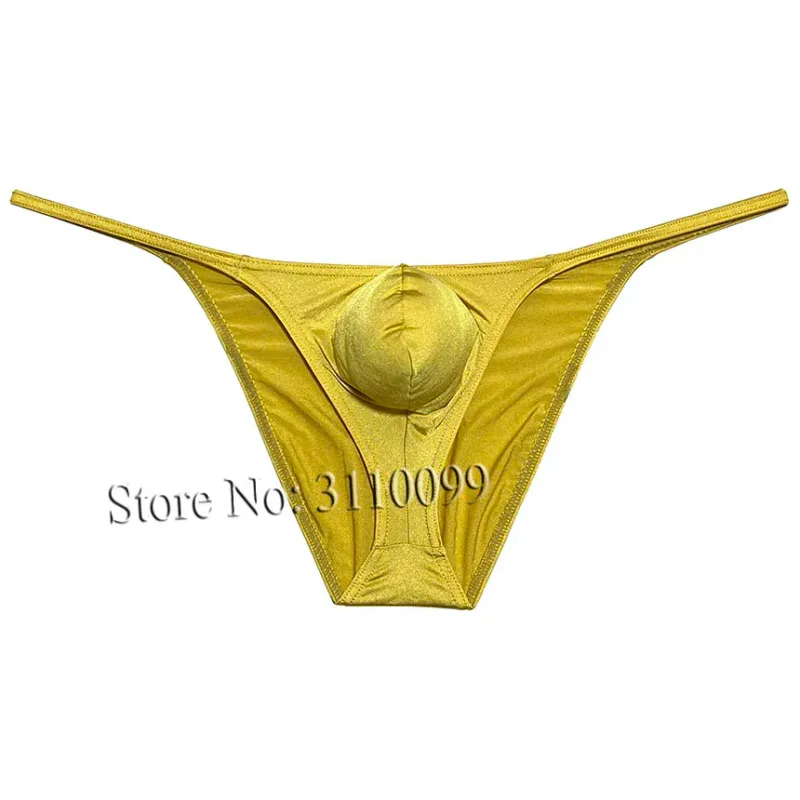 Men's Briefs Shiny Enhance Bikini Bulge Pouch Ruched Skimpy Underwear — image 8
