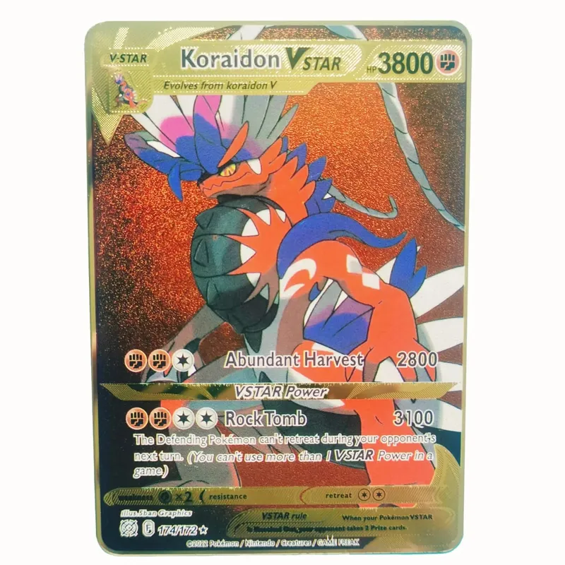 Van Gogh Museum Pokemon English Metal Card Anime Pikachu Charizard Mewtwo Shiny Letters Game Collection Card Kids Toy Gifts
