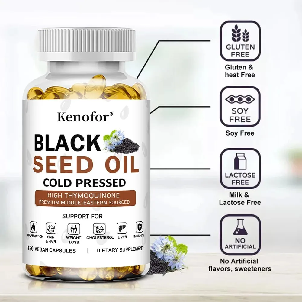 Black Seed Oil - Supports Immune Joint Digestive Hair Skin Health and Overall Health - Non-GMO Gluten Free Supplement — image 1