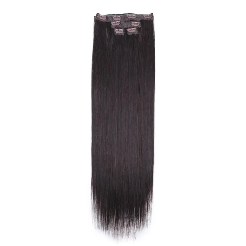 Long Straight Hairstyle 8 Clips In Hair Extensions Blonde 60CM Natural Synthetic Hair Daily Use Hairpiece Fake Hair — image 23