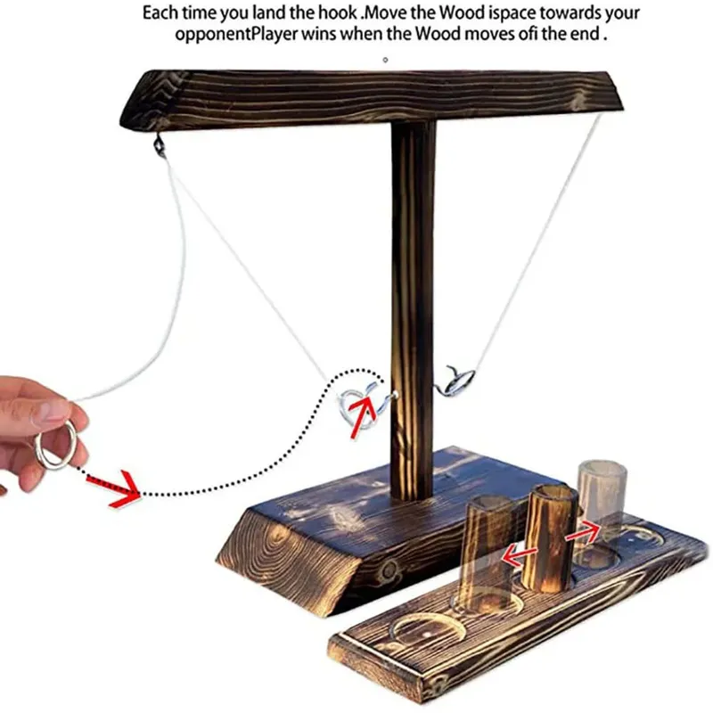 Ring Toss Games for Kids Adults Home Party Drinking Games Fast-paced Handheld Wooden Board Games Shot Ladder Bundle Outdoor Bars — image 1