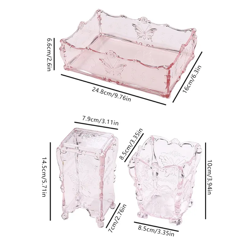 Cotton Pad Nails Storage Box Butterfly Transparent Pink Design Napkins Container Brush Organizer Makeup Case Nail Art Tools — image 6