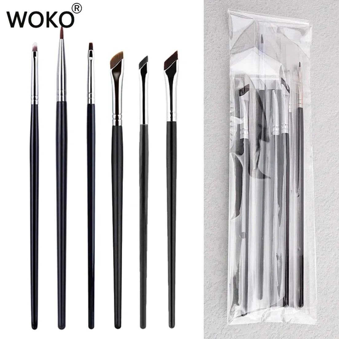 5/6PCS Thin Gel Eyeliner Makeup Brushes Eyeliner Brush Sets Flat Top Eyeliner Concealer Brush Eye Liner Detailed Make Up Tool — image 3
