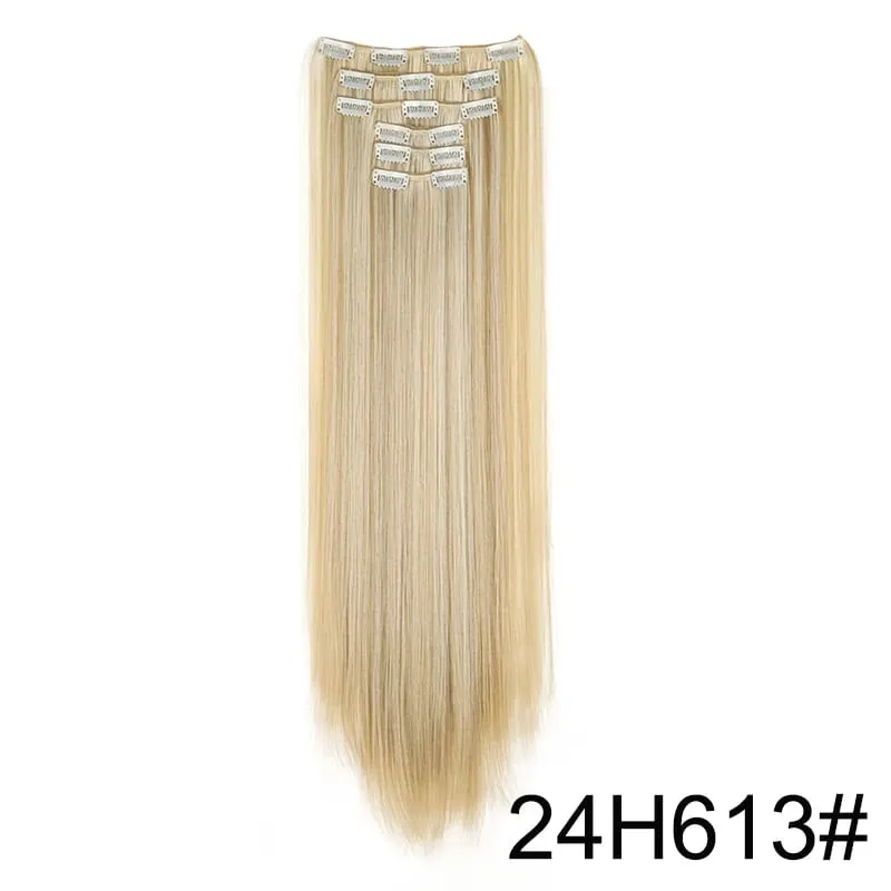 Synthetic 24Inch Hair Extension 6Pcs Long Straight Black Brown Blonde Heat-resistant Fiber Hairpiece for Women — image 20