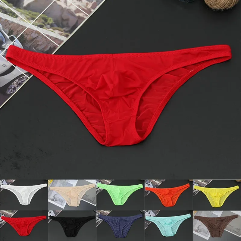 1PC Summer New Underwear Men's Ice Silk Briefs Ultra-thin Transparent Breathable Sexy Comfortable Low Waist Underpants for Men — image 7