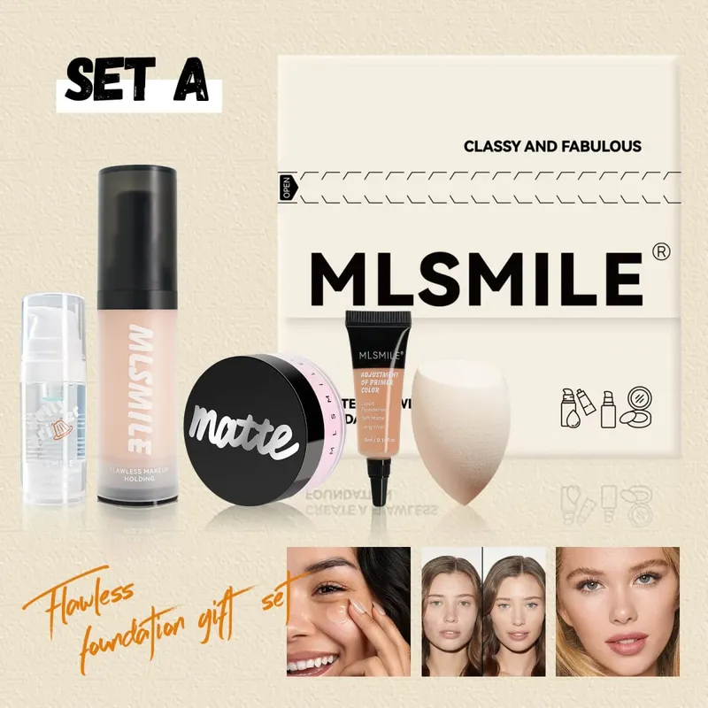 Long Lasting Makeup Set Oil Control Loose Powder Matte Primer Liquid Foundation Concealer Moisturizing Flawless Base — image 13