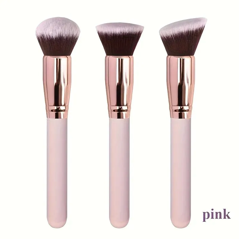 Ensemble de pinceaux de maquillage professionnels, 3 pièces, avec pinceaux pour fond de teint, Blush et fard à paupières, poils en Nylon souple, Portable, adapté aux voyages