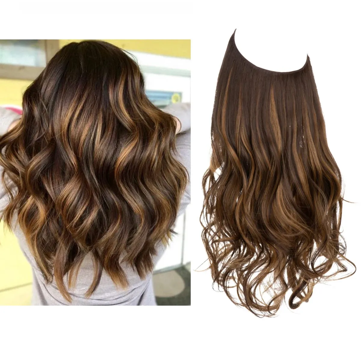 Premium Synthetic Invisible Wire With Clips Natural Hair Extension False Long Wavy Daily Use Clip In Hair Piece For Women — image 10