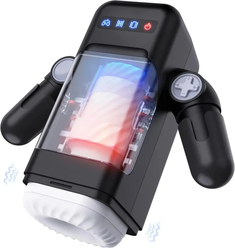 Automatic Male Thrusting Heating Masturbator Oral Cup Stroker Real Vagina Sucking Blowjob Sex Toys Vibration with Phone Holder