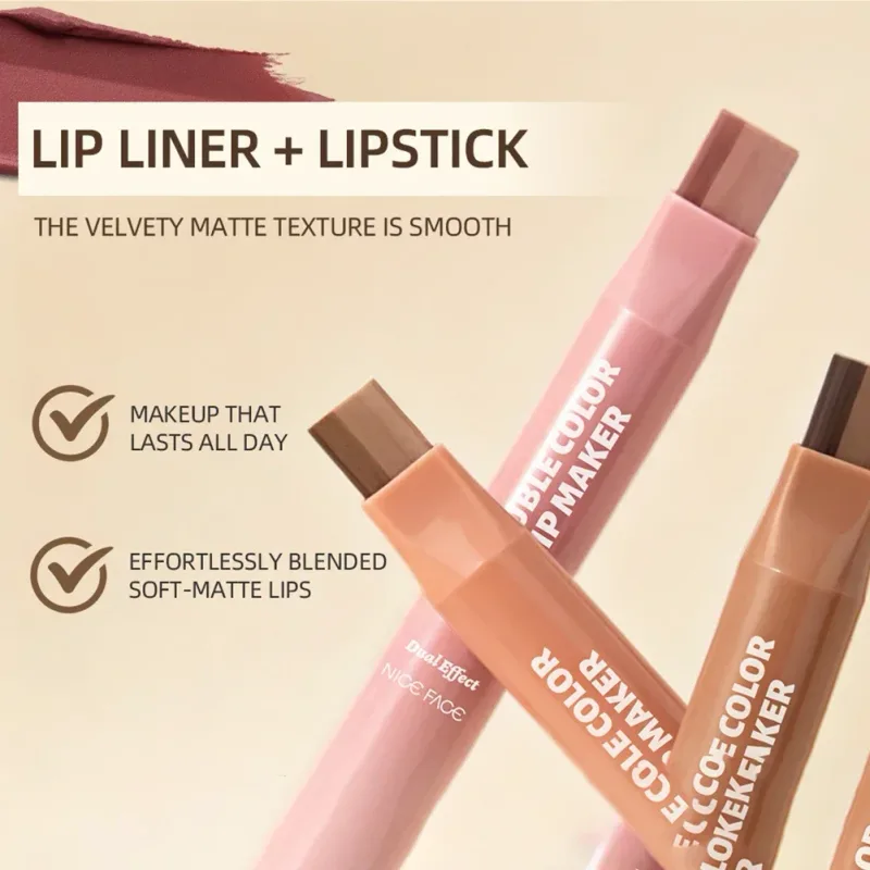 Natural Nude Double‑Color Matte Lip Liner Pen Waterproof Long‑Lasting Plumping Lip Stain Contour Women Makeup Cosmetics — image 2