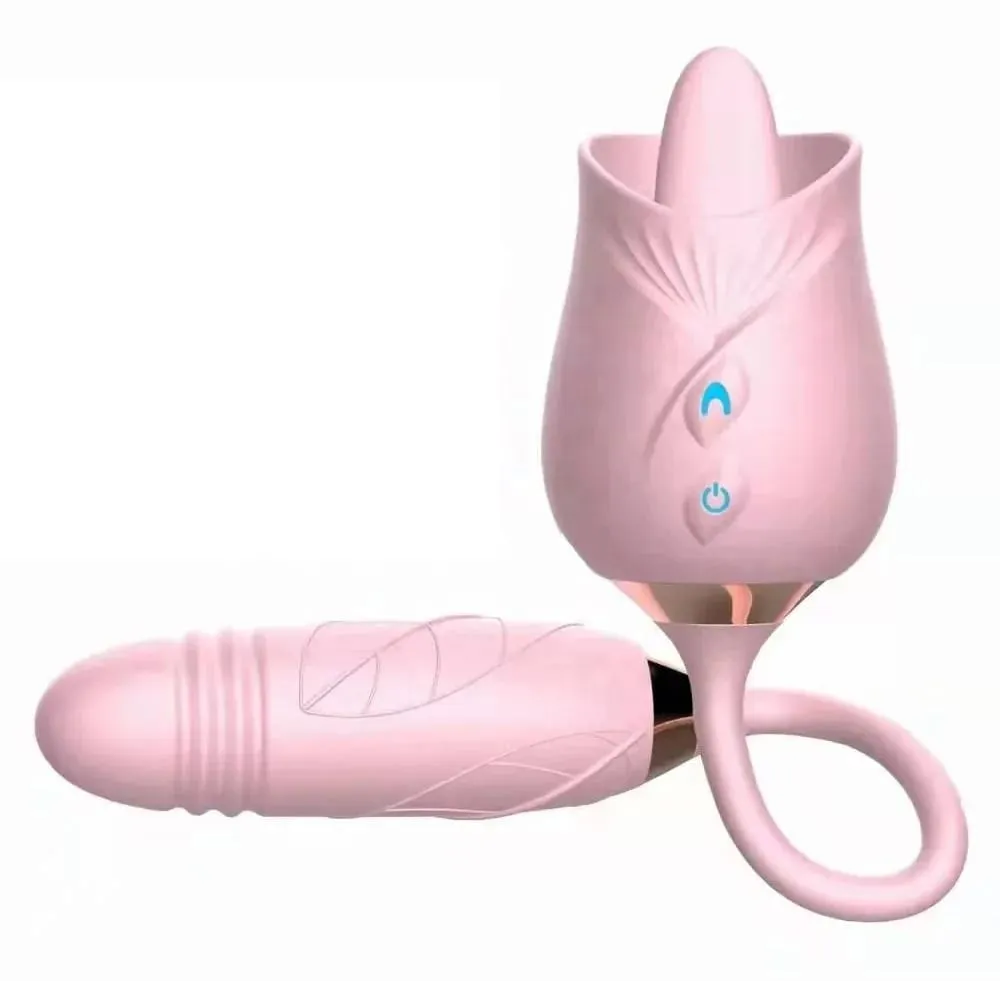 Rose-Licking Vibrator for Women Nipple Clitoral Stimulator Massager Thrusting Dildo 2 in 1 Sex Toy for Women Adult Sex Products — image 4
