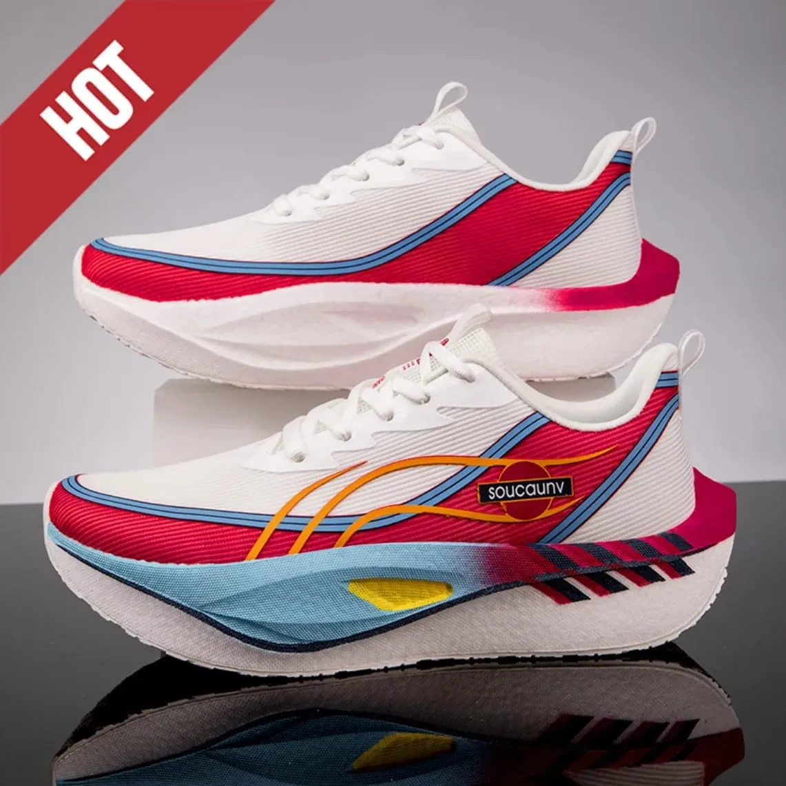 Men Women Carbon Plate Marathon Running Shoes Breathable Lightweight Non-Slip Racing Training Sports Sneakers Walking Outdoor — image 1