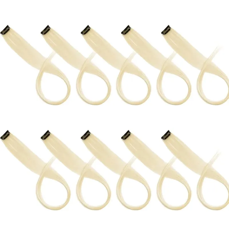 Synthetic 10pcs Colored Hair Synthetic Extensions Colorful Clip in Hair Long Straight Hair for Kids Girls Women — image 8