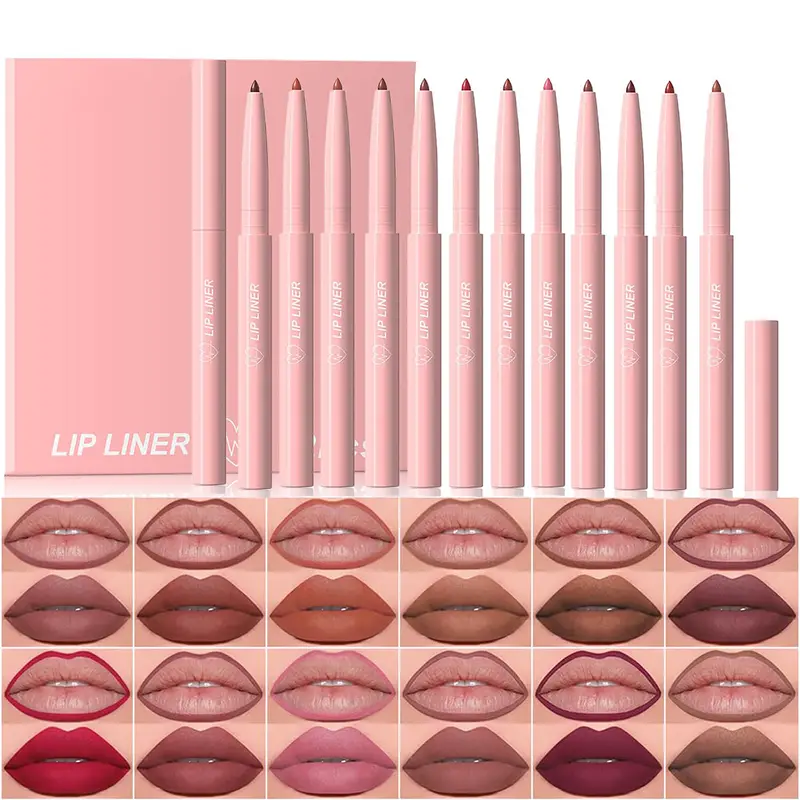 12 Colors Matte Lip Liner Pencil Set Creamy Velvet Lipstick Long Lasting Waterproof Smooth High Pigmented Lip Makeup for Women — image 1